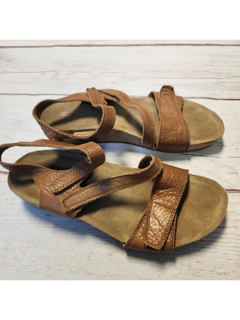 Abeo Genevieve Brown Leather Adjustable Strap Sandals Size 8